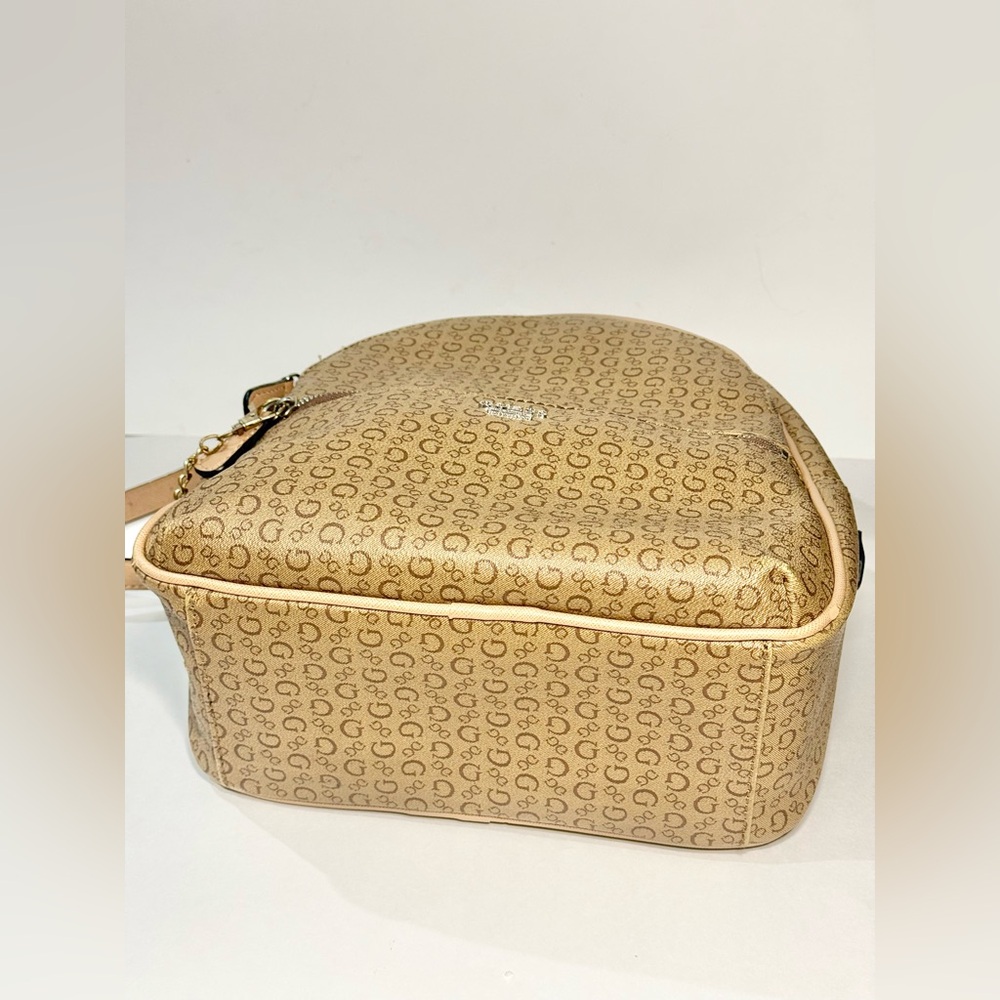 Guess Brown Tan Monogram Pattern Mini Backpack Pu… - image 8